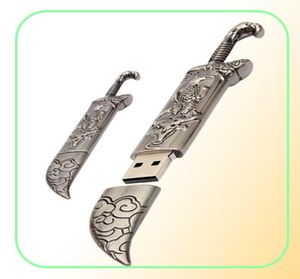 Capacità reale 16GB128GB USB 20 Metal Sword Modello Flash Memory Stick Storage Thumb Pen Drive6627270