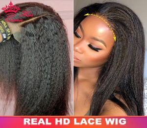 Real HD Lace Full Lace Wig Kinky Straight 100 Virgin Human Raw Hair Yaki Straight Invisible Lace Melt Skins pour femme noire Natur9881357