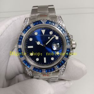 Real Photo Super 904L Watches en acier pour hommes pour hommes 40 mm saphir cristal blue cadran en diamant de la lune