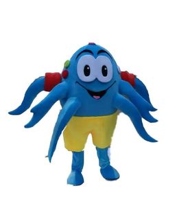 Real Pictures Costume de mascotte de poulpe bleu Costume de personnage de dessin animé de mascotte Taille adulte Livraison gratuite