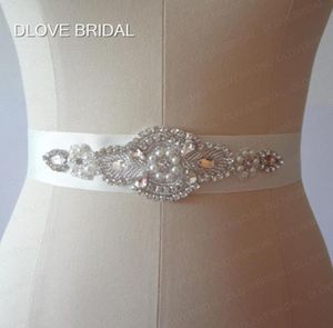 Real Po Barato pero de alta calidad Cristales de diamantes de imitación de perlas Cinturón de boda Faja Accesorio nupcial brillante Fajas de noche de fiesta de boda 8877701