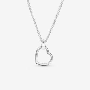 Real Sterling Silver Love Heart Charm Necklace para Pandora Fashion Wedding Party Jewelry para mujer Novia Gift Link Collares pendientes con caja original 50CM