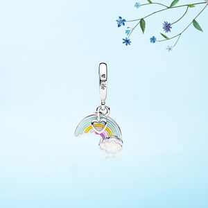 Real Sterling Silver Rainbow Dangle Charm para Pandora diseñador Fabricación de joyas Componentes Pulsera Charms Collar Colgante charm con caja original al por mayor