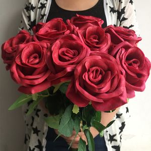 Roses artificielles en Latex PU, toucher réel, pour Bouquet de mariée, centres de Table, fleur décorative