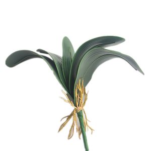 Planta de hoja de orquídea de tacto Real, 10 Uds., plantas verdes de mariposa artificiales, 5 hojas para accesorios florales de flores de boda