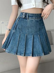 REALAGE HIGH TAISE IRRÉGULAIRE FEMANS DE DENIM PLAIS A-LINE JOURTS SPRING ÉTÉ BINTAGE SKATATER MINI JUPT FEMME 240424