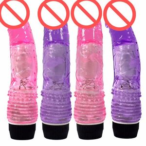 Vibromasseur réaliste de gode de gelée, pénis artificiel de masturbation masculine douce Vibration puissante Sex Toys 4 couleurs J1245