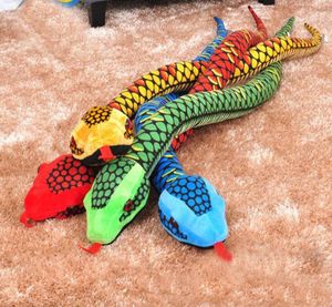 Animaux en peluche réalistes Boa Constrictor géant en peluche serpent jouets poupées bleu vert rouge jaune 170 cm 55 pieds de Long6743096