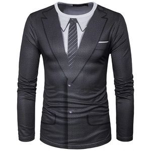 Costume réaliste smoking motif imprimé 3D t-shirts hommes à manches longues décontracté mode t-shirt sweat-shirt respirant Streetwear 240226