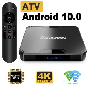 Récepteurs Transppeed ATV Android 10 TV Box Allwinner H313 avec Assistant vocal Applications TV BT5.0 Dual 100m WiFi 4K 3D TV Box Set Top Box