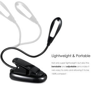 Lampe de lecture rechargeable à 4 LED avec clip sur 2 réglages de luminosité et câble USB