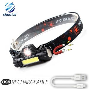 Rechargeable LED Headlamp XPE+COB Work Light 2 lighting modes With tail magnet Detachable headlight For camping, adventure