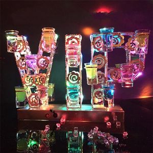 Plateau de verre à shot VIP rechargeable à LED, support à cocktail, porte-gobelet en verre à vin pour bar, décorations de fête disco, support à lunettes, décor de fête de service VIP
