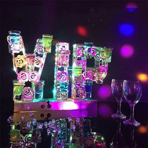 Recargable luminoso Light Up VIP Shot Glass Tray LED Cocktail Stand Copa de vino Portavasos para bar Disco Decoraciones para fiestas