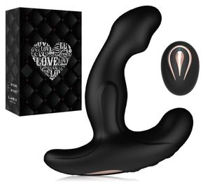 Masseur de la prostate rechargeable Double moteur VIBRATION SILICONE RÉLOCIATION COMMANDE ANAL PLIGNE MALLE VIBROCATEUR MALIN