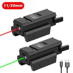 Rechargeable Red Green Dot Laser Sight with 20mm/11mm Picatinny Rail for Glock Pistol Airsoft Aiming Hunting Gun Laser-Green