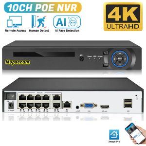 Enregistreur 10ch 8MP Poe NVR Recordier vidéo Caméra IP audio H.265 Système de vidéosur