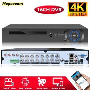 Enregistreur 16ch 8mn 4K 6IN1 HD TVI CVI AHD IP Sécurité DVR Recorder H.265 + Recordier vidéo Détection de mouvement d'alerte de courrier électronique pour les caméras 8MP 5MP