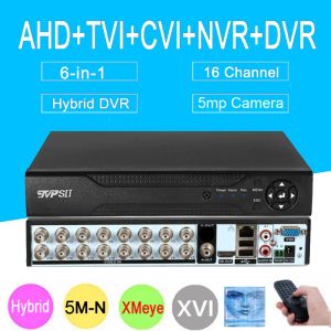 Enregistreur 5MP Surveillance Camera Face Detection Xmeye 5mn H265 + 16ch 16 canal 6 in 1 Hybride NVR CVI TVI AHD CCTV DVR Système