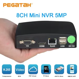 Enregistreur Mini NVR 5MP 8CH H.265 Remote Control Network Video Record pour CCTV Camera 5MP IP Camera Support P2P ESATA TF Slot USB Mouse