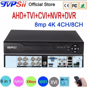 Enregistreur Remote Control Audio Face Detection HI3531D 8MP 4K XMEYE 8CH 8 CANCHE H.265 + HYBRID WIFI 6 IN 1 TVI CVI NVR AHD CCTV DVR Système