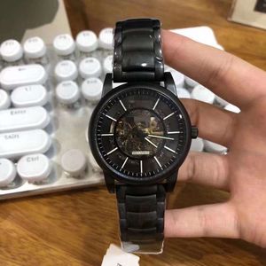 Reclutamiento AR Black Hollow Reloj de negocios con banda de acero mecánico automático para hombres Water Ghost Power Locke DW