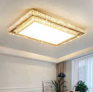 Rectangle cristal LED plafonniers lampe pour salon chambre toit maison or mode moderne décoration lustre luminaire