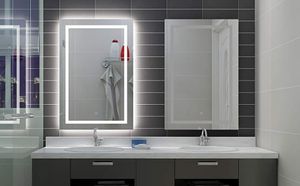 Miroir de salle de bains éclairé par LED mural rectangulaire Anti-buée variateur tactile chambre à coucher meubles de maison maquillage miroir lumineux cosmétique