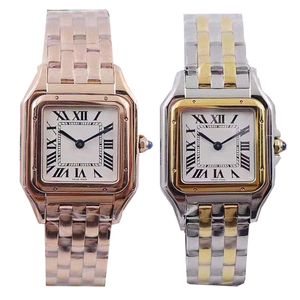 Reloj rectangular para mujer pareja relojes de oro panthere de alta calidad 22 27 mm reloj cuadrado regalo clásico zafiro impermeable deportes montre luxe u1 oro color plata