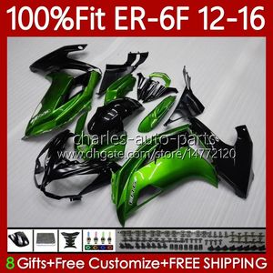 Corps de moulage par injection pour KAWASAKI NINJA 650R 650 R ER6 F ER 6F 2012-2016 Carrosserie 136No.0 ER-6F ER6F 12 13 14 15 16 650-R 2012 2013 2014 2015 2016 Kit de carénage OEM vert métallique