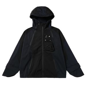 Rouge noir Patchwork hommes coupe-vent veste de survêtement vêtements à capuche manteau surdimensionné