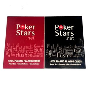 Juego de naipes de plástico Texas Holdem rojo/negro, juego de cartas de póquer, juegos de mesa de estrellas polacas impermeables y sin brillo