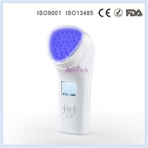 Terapia de luz de color rojo azul fotón masaje facial ultrasónico estiramiento facial máquina de rejuvenecimiento de la piel LED portátil para uso doméstico ce