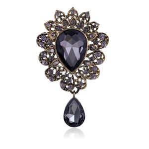 Rouge bleu cristal broche goutte d'eau robe costume broches corsage femmes mode bijoux volonté et cadeau de sable