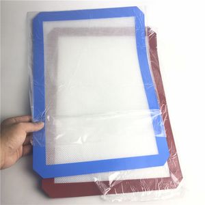 Tapis en silicone rouge bleu avec narguilé 42 cm x 29 cm XXL antiadhésif en plastique cire huile Dab Dinng Tale tapis de cuisson pour conduites d'eau en verre