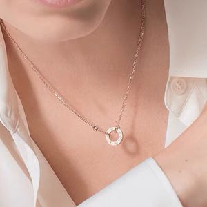 Collar LOVE para mujer diseñador diamante plata fina chapado en oro 18K calidad T0P reproducciones oficiales marca diseñador joyería regalo aniversario 001