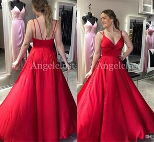 Rouge pas cher simple a ligne robes de bal de balles sans spaghetti sans dossiers robes formelles robes de soirée