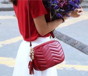Bolso de cámara de color rojo, bolso de moda, bolso de mano, bolso de cuero para mujer, bandolera de diseñador