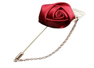 Fleurs rouges Men039s Broche de broche rose tissu artisanal des garçons d'honneur Corme de marié et boutonnières7226105