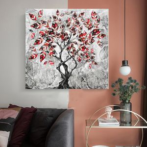 Toile de paysage d'arbre à fleurs rouges, imprimés et affiches abstraits, images murales pour décoration de salon et de maison