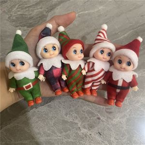 Poupées elfes de bébé de Noël rouge vert avec bras mobiles jambes accessoires de maison de poupée bébé elfes jouet pour enfants