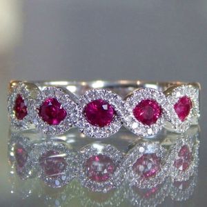 Bagues en diamant pour femmes, cristal rouge vert rubis émeraude, pierres précieuses zircon, or blanc, argent, bijoux, cadeaux de mariage