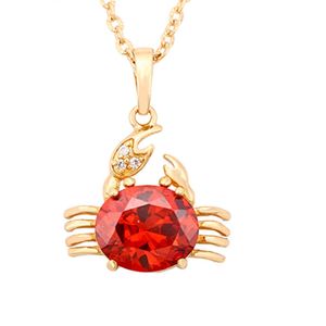 Colgante rojo encantador del animal del cangrejo Cadena del collar del colgante de las muchachas de los niños llenos de oro amarillo de 18k