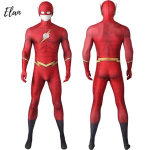 Traje Zentai de hombre rojo, disfraz de Cosplay de Barry Allen, mono de LICRA y traje con máscara, Hanlloween Comic Con Deguisements