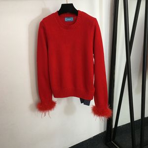 Pull rouge pulls dames marque laine sweats mode lettres broderie pull à la mode élastique hauts en tricot pull
