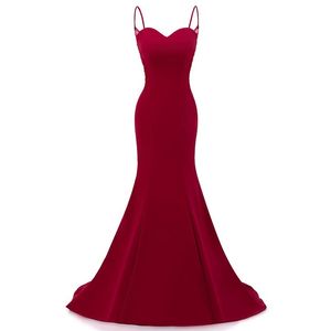 Rouge Sexy Sirène Longue Robes De Soirée Spaghetti Sans Manches À Lacets Applique Fille De Bal Robes De Soirée Piste De Mode 20222883