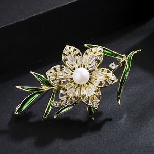 Broches à fleurs de luxe pour femmes, marque d'arbres rouges, à la mode, de haute qualité, cadeau de noël/an, goutte avec boîte