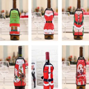 Cubierta de botella de vino tinto Botellas de cerveza Cubiertas de champán Decoración de mesa de fiesta de Navidad Mini Festival de Navidad Delantal Embalaje de regalo de Santa Decora 914
