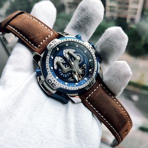 Reef Tiger-reloj deportivo de marca superior para hombre, pulsera de goma azul militar de oro rosa, relojes automáticos impermeables RGA3503