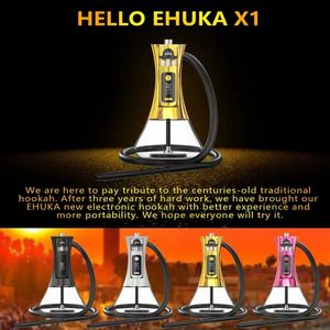 Eliquide rechargé EHUKA e cigarette arabe chicha E narguilé X1 60w kit de narguilé électronique remplaçable POD vape jetable avec 2000mAh LED mode d'affichage stylo vapeur